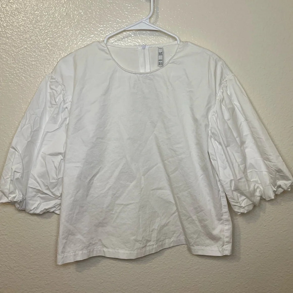 Zara White poofy sleeves blouse - Picture 3 of 7